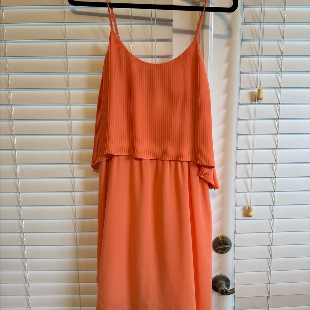 Massimo Coral Layered Pleated Chiffon Camisole Dress Size L